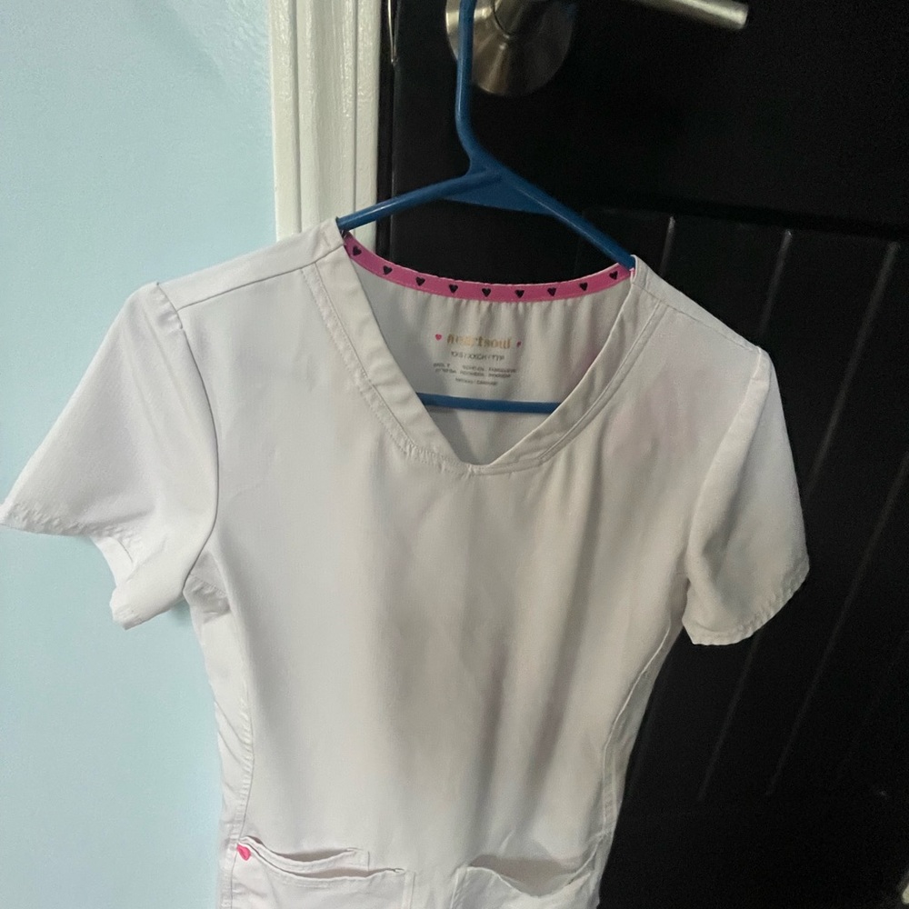 White scrub top